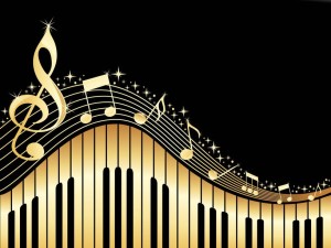 music notes with piano