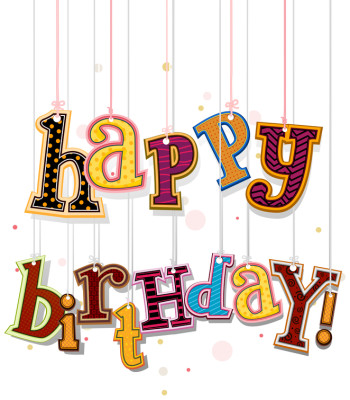 Happy Birthday Greeting On Strings with Clipping Path