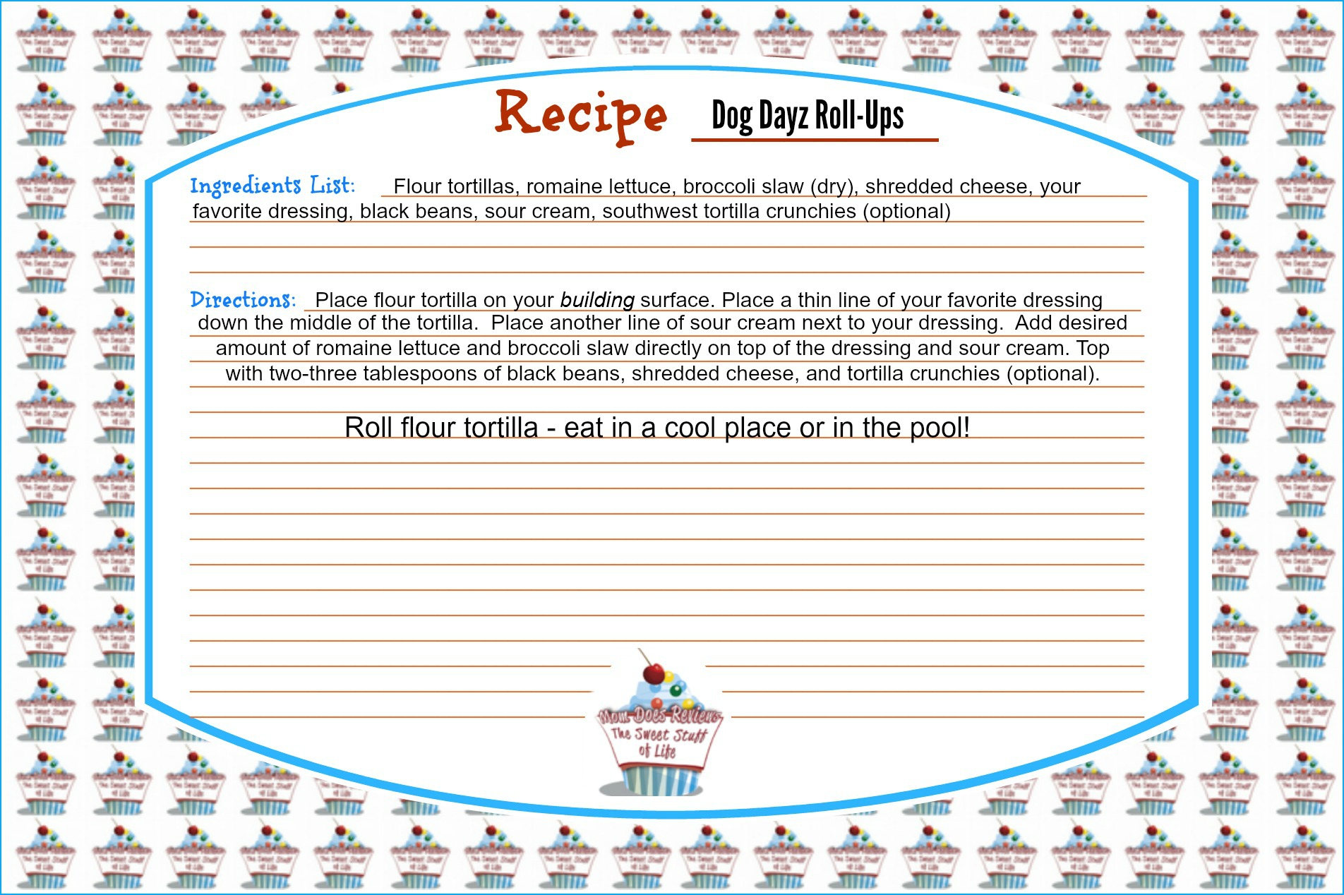 Tortilla Roll Up Recipe | Downloadable Recipe Card | Free Printable | #MomDoesReviews 