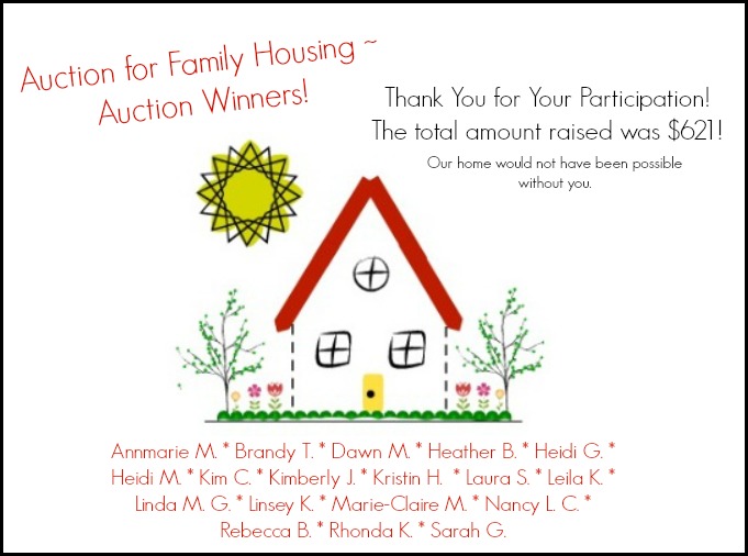 Thank you to the Auction for Family Housing Winners!