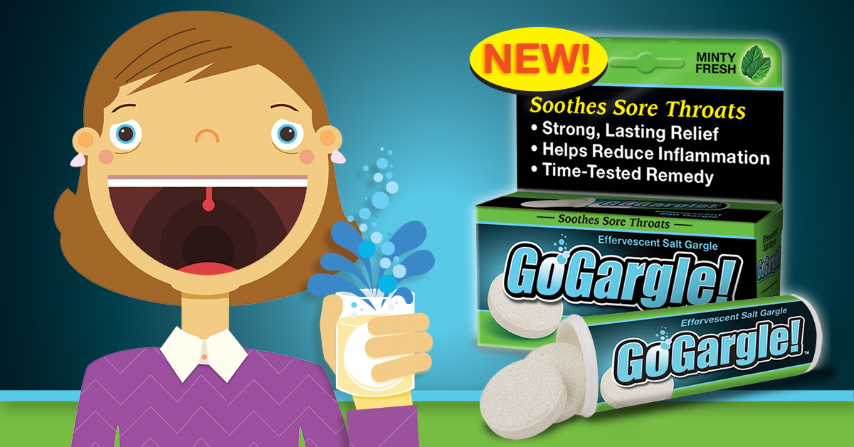 GoGargle! tablets make treating your sore throat easy: just drop a tablet in a glass of warm water, let it dissolve, then gargle your sore throat away!