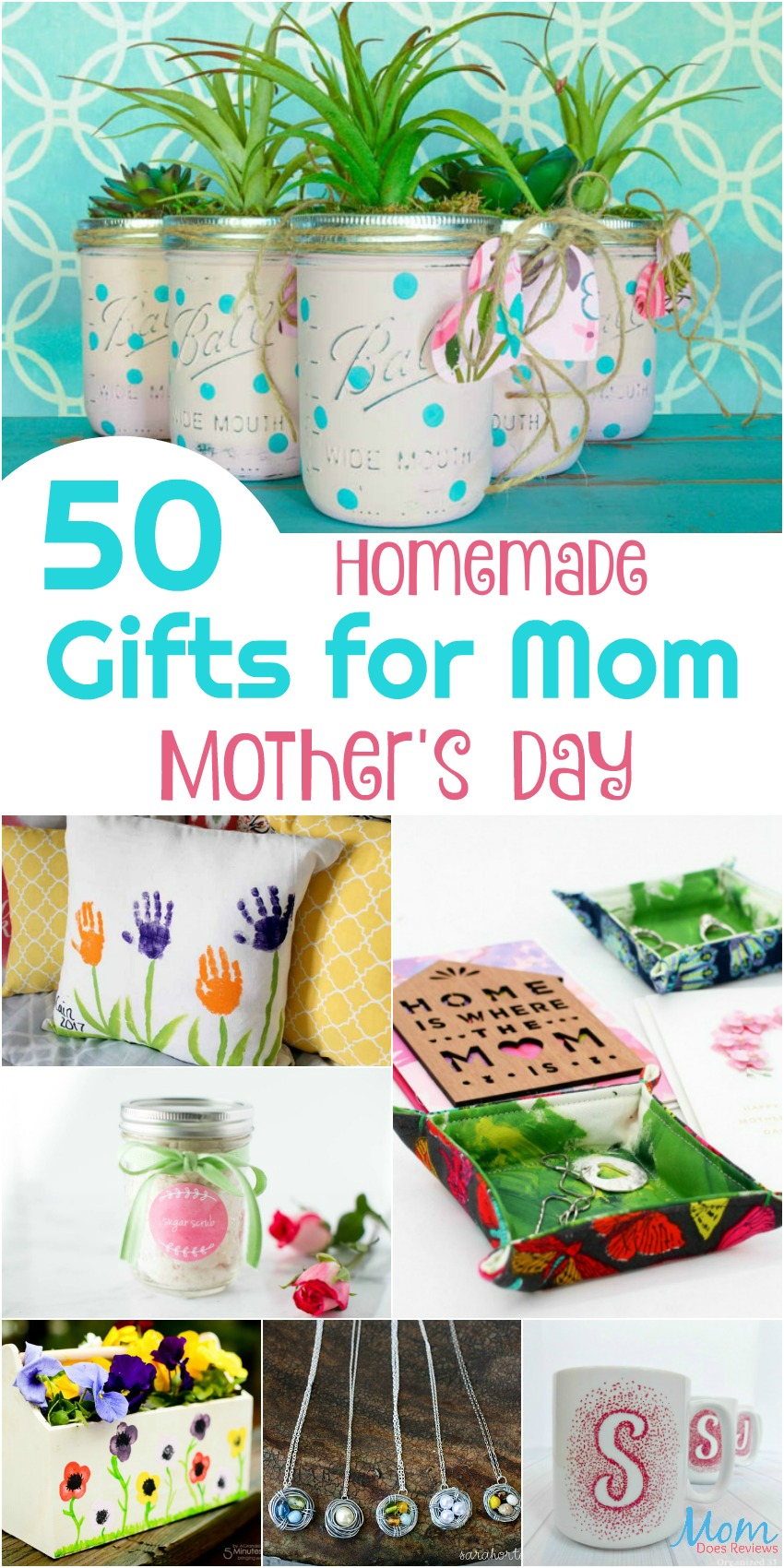 50 Homemade Gifts for Mom on Mother's Day vertical banner