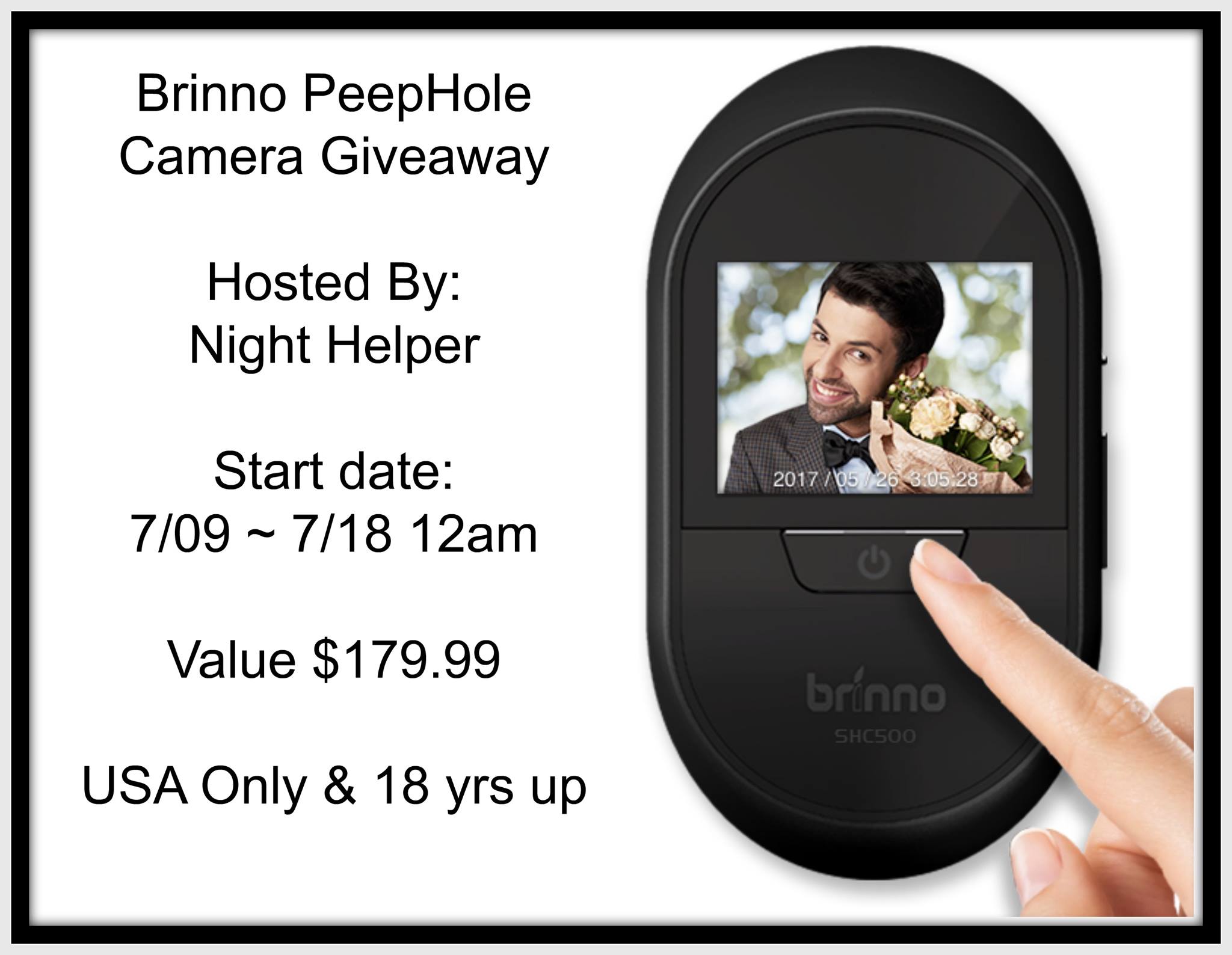Win a Brinno SHC500 12mm Digital Front Door Peephole Security Camera, $179 arv