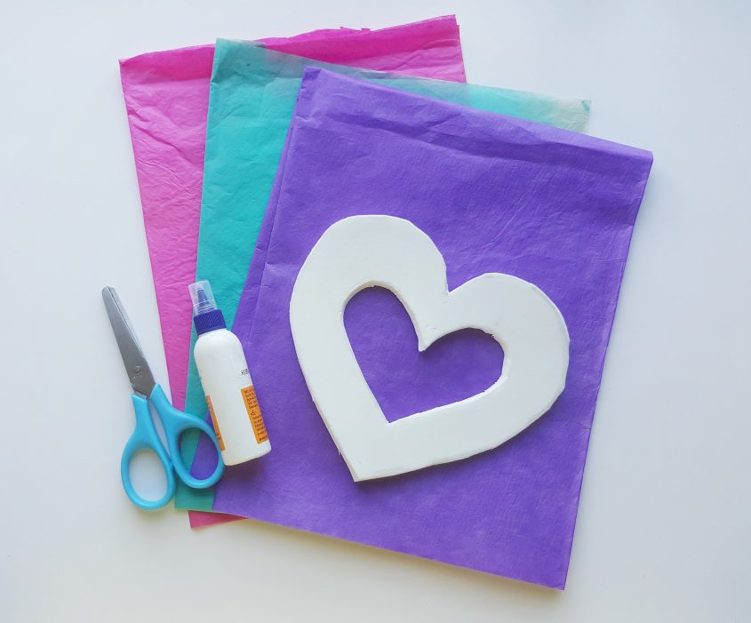 Tissue paper heart craft