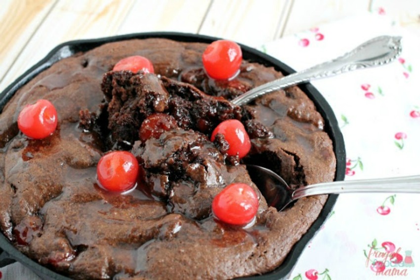 Cherry Cordial Chocolate Skillet Cookie for Two