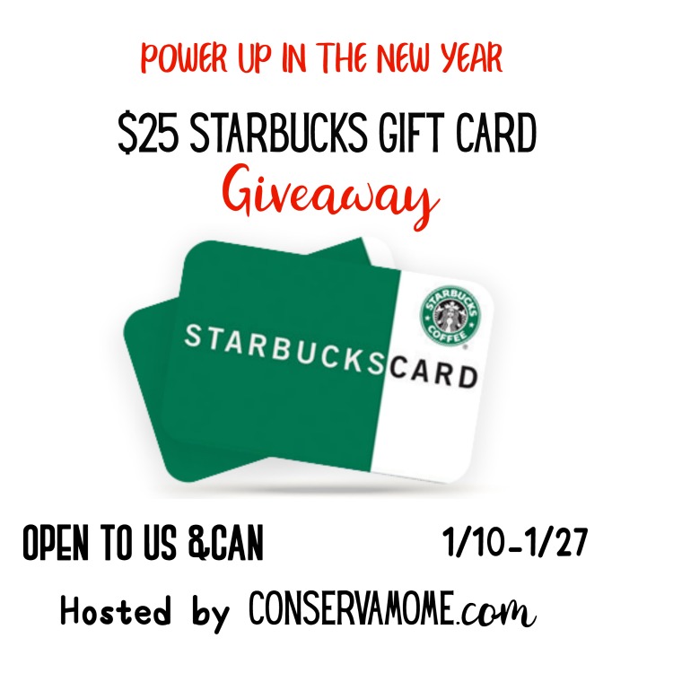 Power up in the New YEar $25 Starbucks GC Giveaway