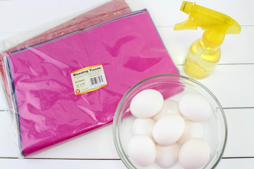 Tissue Paper Dyed Easter Eggs supplies needed