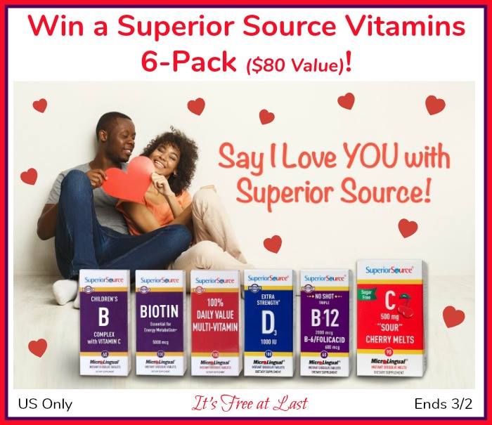 Say "I Love YOU" with Superior Source Vitamins ($80 Value) #SuperiorSource US, ends 3/2