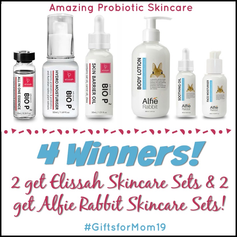 4 Winners! 2 get Elissah Skincare Sets & 2 get Alfie Rabbit Skincare Sets! WW, ends 4/8 #GiftsforMom19