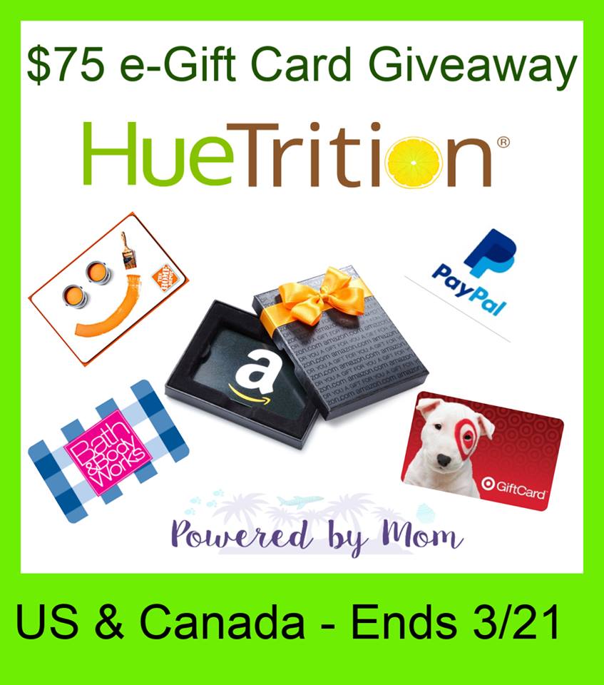 #Win $75 e-Gift Card of Your Choice! US/CAN ends 3/21 #Huetrition