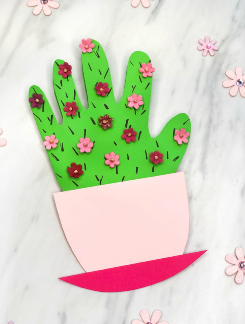 Handprint Cactus DIY Mother's Day Card