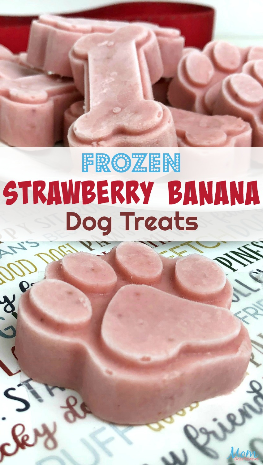 Strawberry Banana Dog Treats #recipe #dogs #treats #frozentreats #food #foodie #forpeopletoo