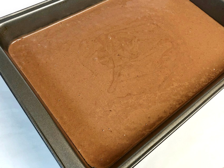 Chocolate Peanut Butter Poke Cake process