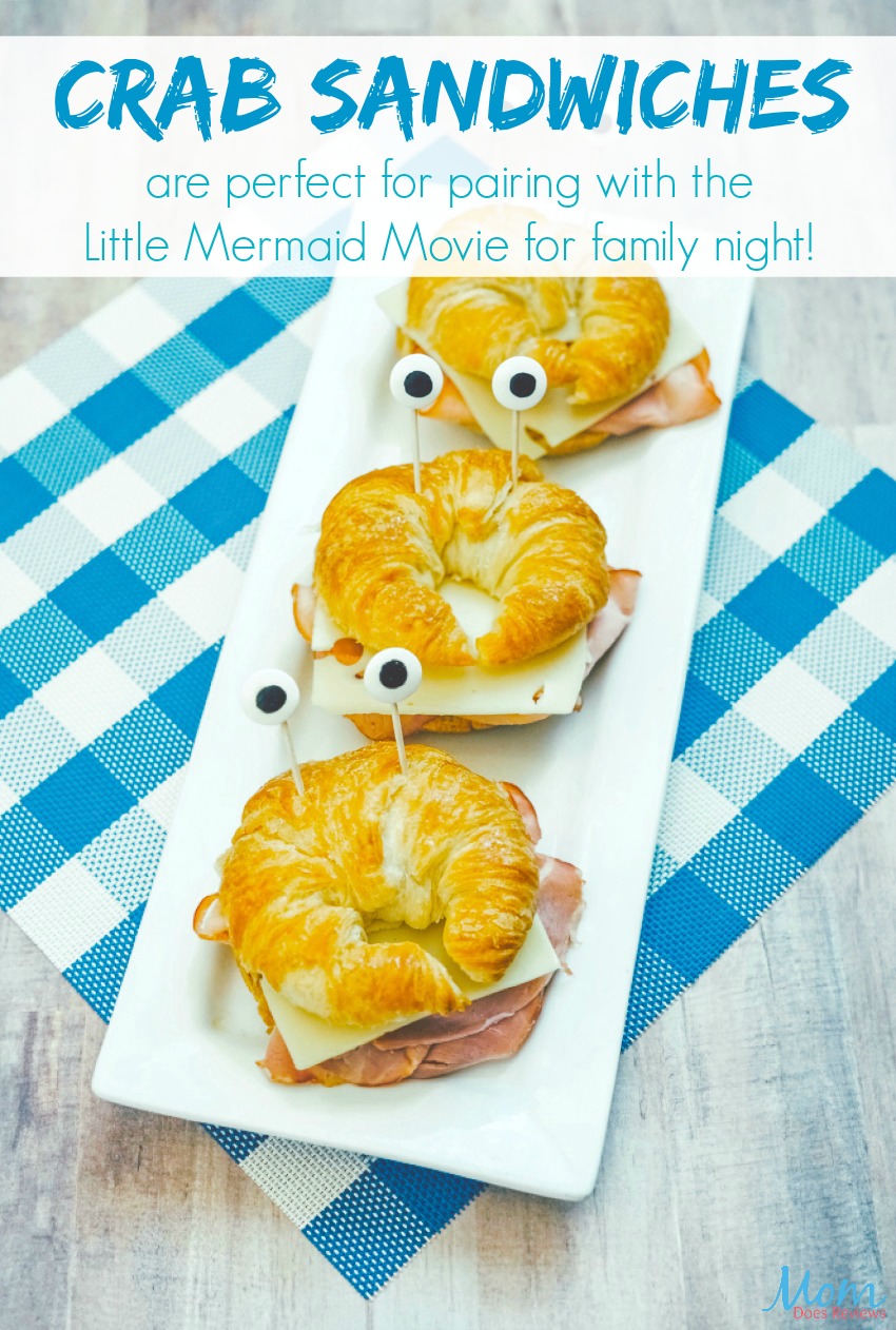 Crab Sandwiches are perfect for pairing with the Little Mermaid Movie for family night! #recipe #funfood #littlemermaid #partyfood #foodie