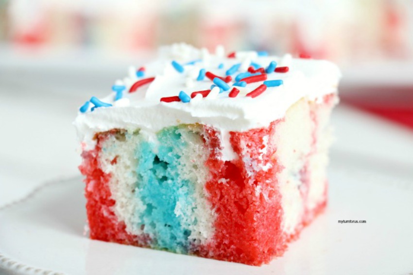 Easy Red White and Blue Poke Cake