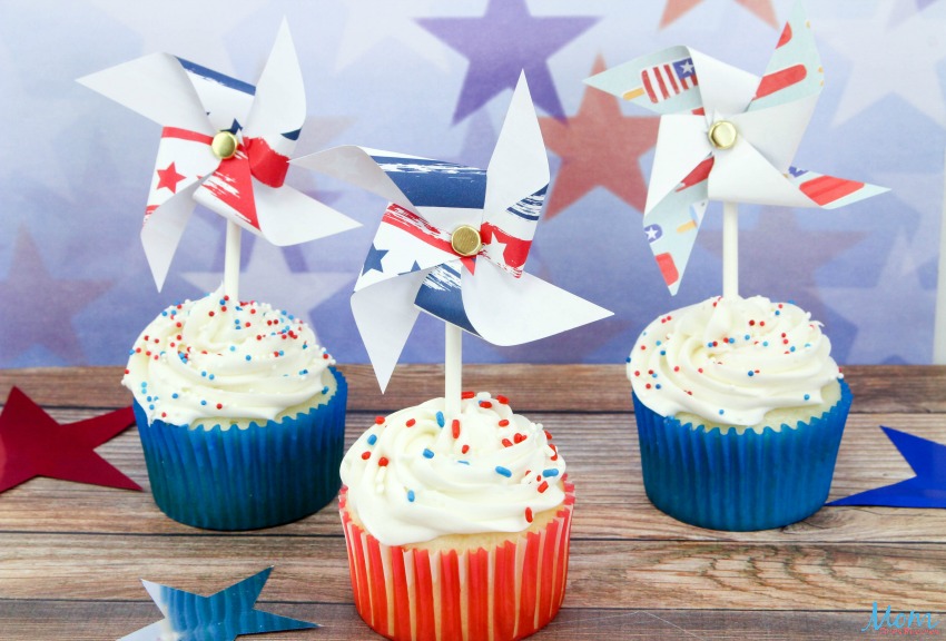 Patriotic Pinwheel Cupcakes