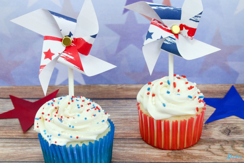 Patriotic Pinwheel Cupcakes