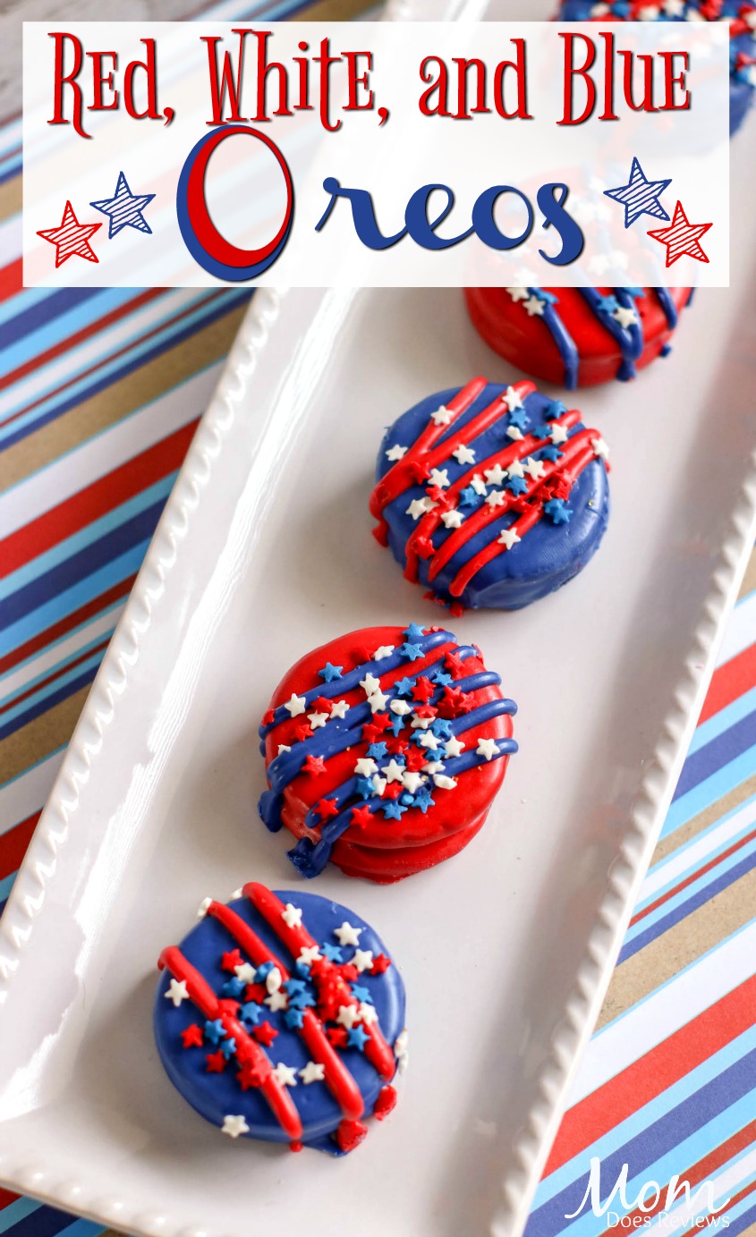 Red, White and Blue Oreo Cookies For Festive Fun! #desserts #4thofjuly #sweets #funfood