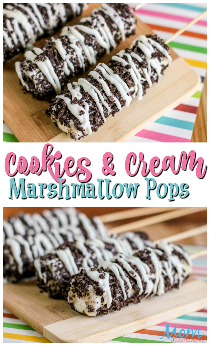 Easy Cookies and Cream Marshmallow Pops #desserts #funfood #cookies #marshmallows #treats
