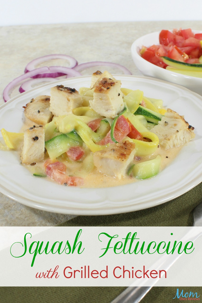 Squash Fettuccine with Grilled Chicken #Recipe #squash #foodie
