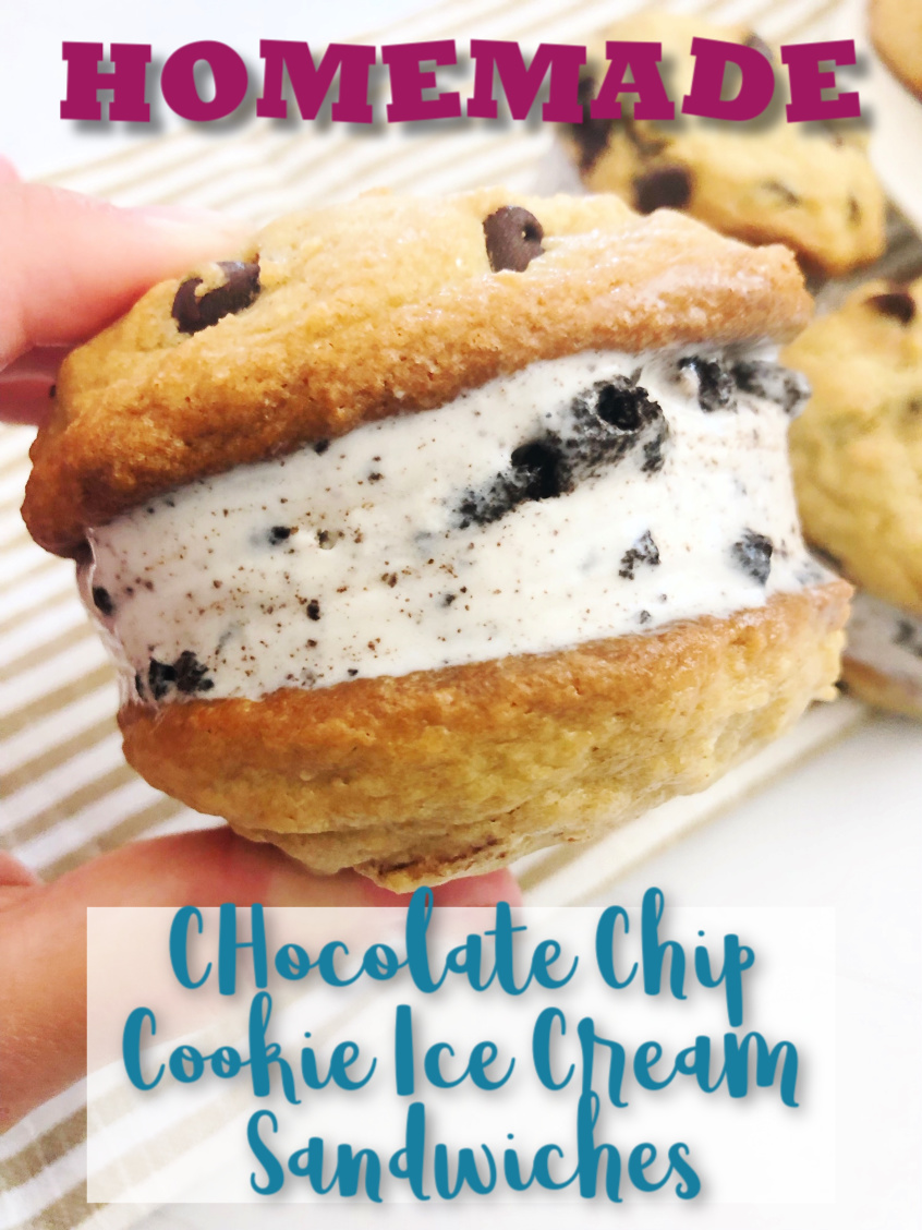 Homemade Chocolate Chip Cookie Ice Cream Sandwiches #dessert #icecream #cookies #chocolatechip #sweets #yummy