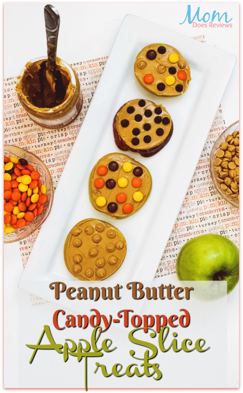 Peanut Butter Candy Topped Apple Slice Treats #snacks #treats #funfood 