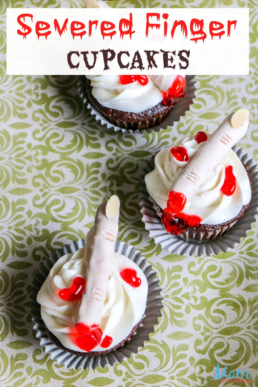 Severed Finger Cupcakes for Spooky Halloween Fun! #cupcakes #halloween #funfood