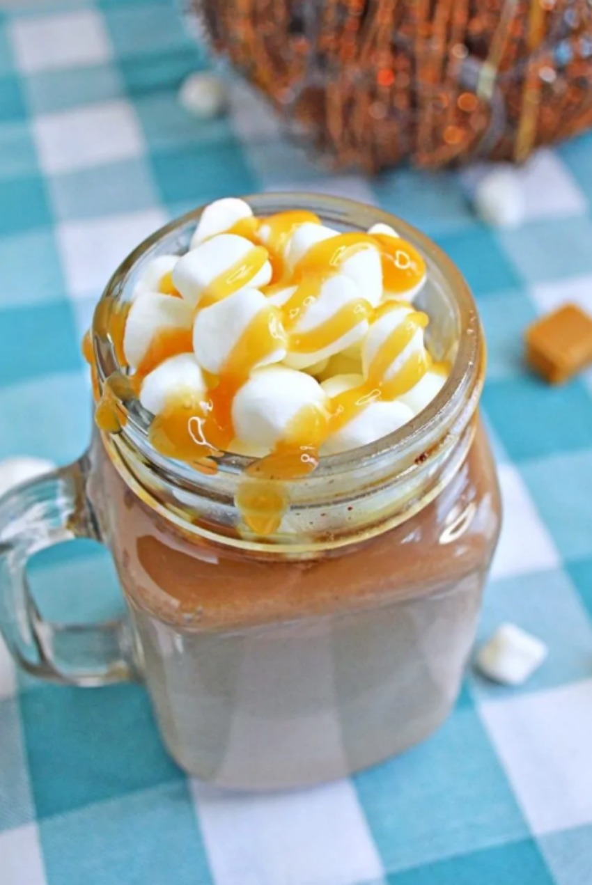 Salted Caramel Hot Chocolate in the Slow Cooker